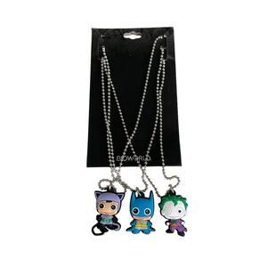 Bioworld Funko Pop 3 necklace set Batman Joker Cat Woman